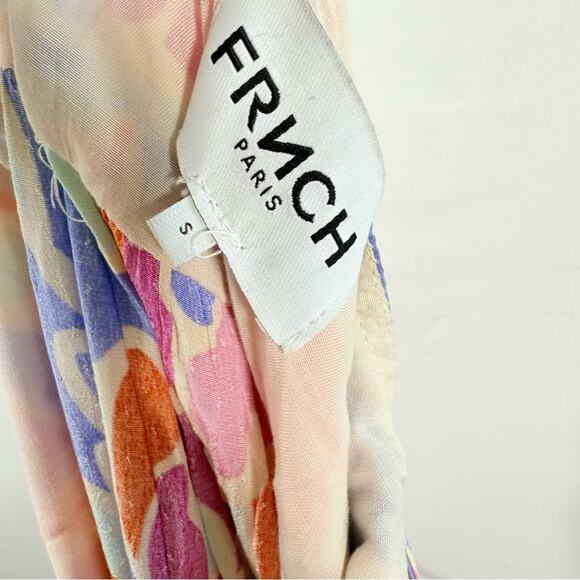 FRNCH Paris Amande Multicolor Geometric Maxi Tiered Textured Dress Small - Picture 10 of 16